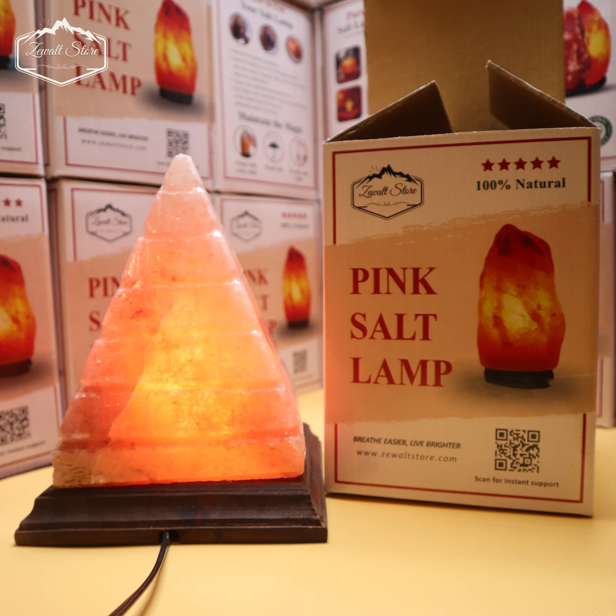 Pyramid Shaped Himalayan Pink Salt Lamp – 220V Natural Crystal Lamp (2–3 KG) - Image 9