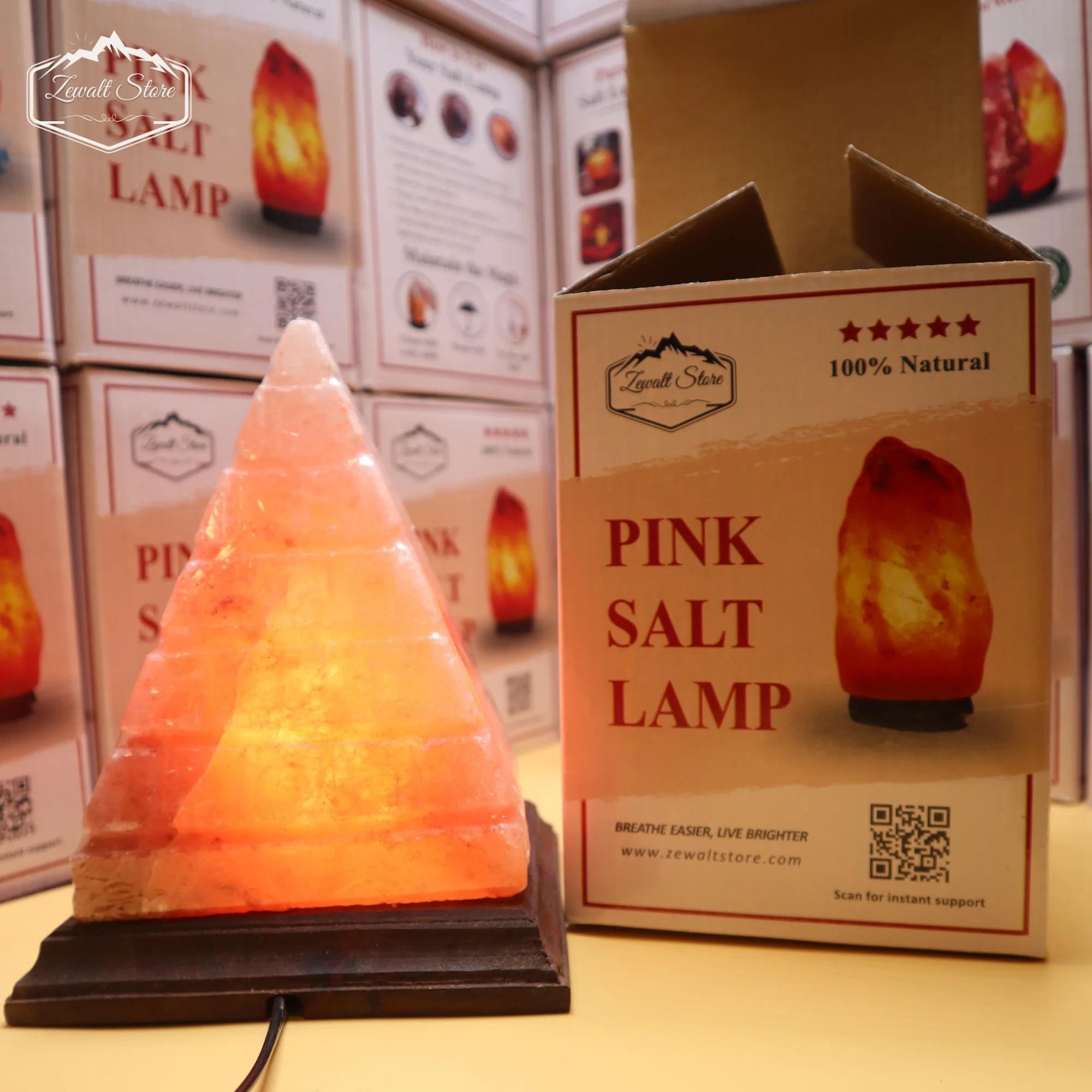 Pyramid Shaped Himalayan Pink Salt Lamp – 220V Natural Crystal Lamp (2–3 KG)