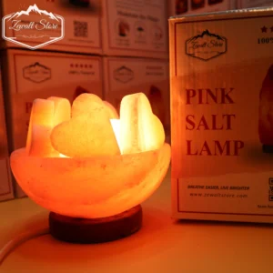 Bowl Shaped Himalayan Pink Salt Lamp with Heart – 220V Natural Crystal Lamp (2–3 KG)