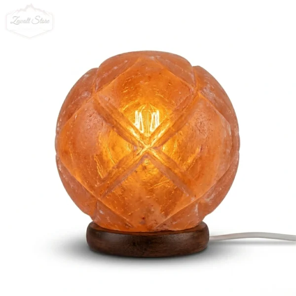Boll Shaped Himalayan Pink Salt Lamp with Decorative Lines – 220V Natural Crystal Lamp (2–3 KG)
