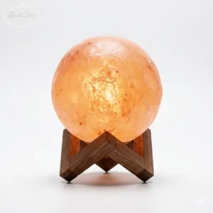 Boll Shaped Himalayan Pink Salt Lamp with Wooden Stand – 220V Natural Crystal Lamp (2–3 KG)