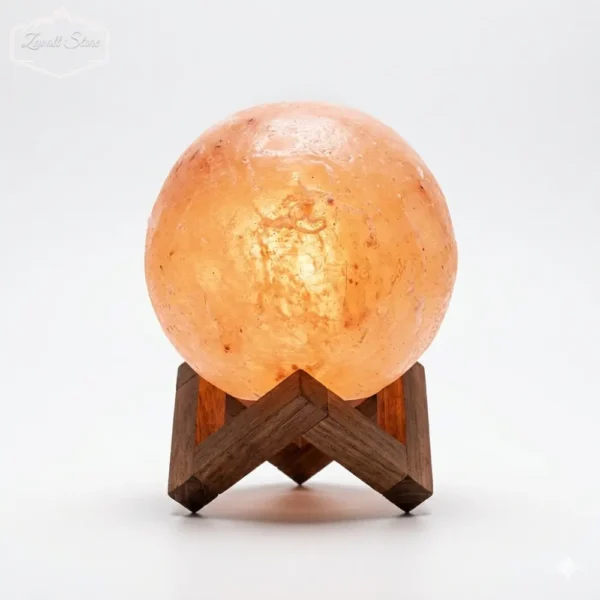 Boll Shaped Himalayan Pink Salt Lamp with Wooden Stand – 220V Natural Crystal Lamp (2–3 KG)