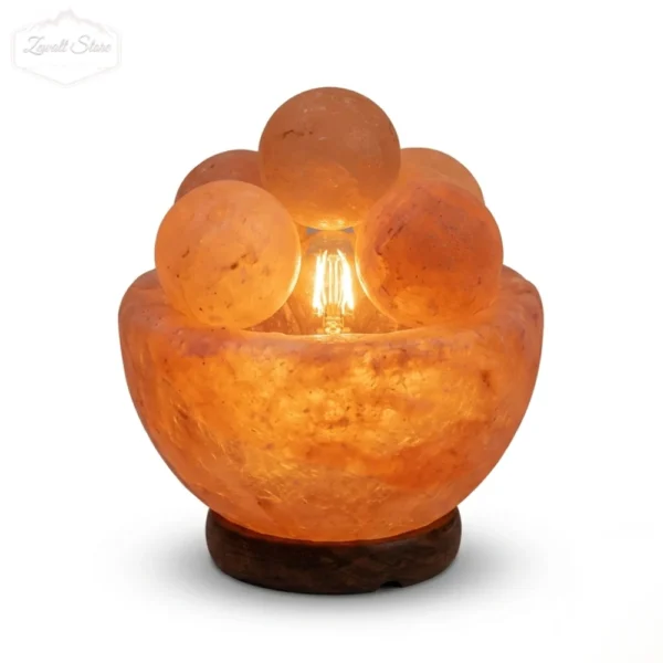 Bowl Shaped Himalayan Pink Salt Lamp with 5 Massage Balls – 220V Natural Crystal Lamp (2–3 KG)