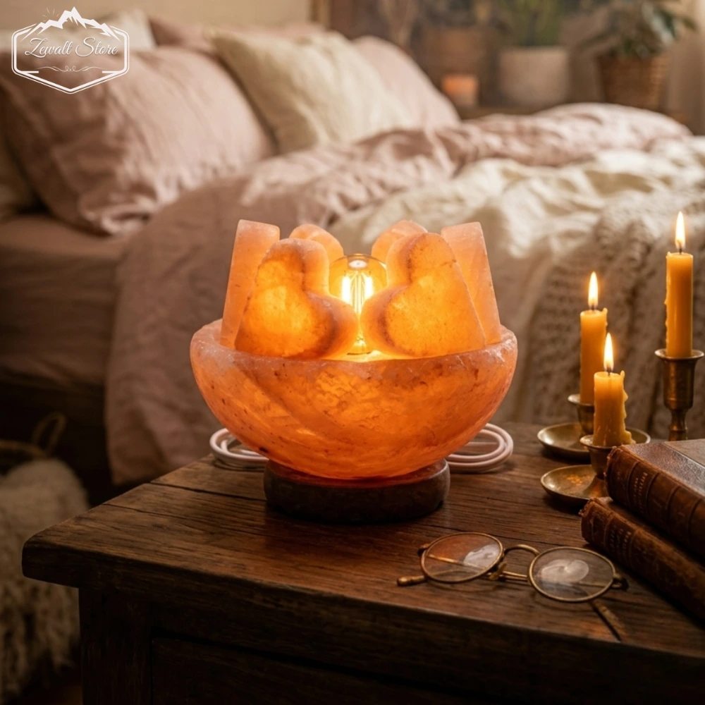 Bowl Shaped Himalayan Pink Salt Lamp with Heart – 220V Natural Crystal Lamp (2–3 KG) - Image 5