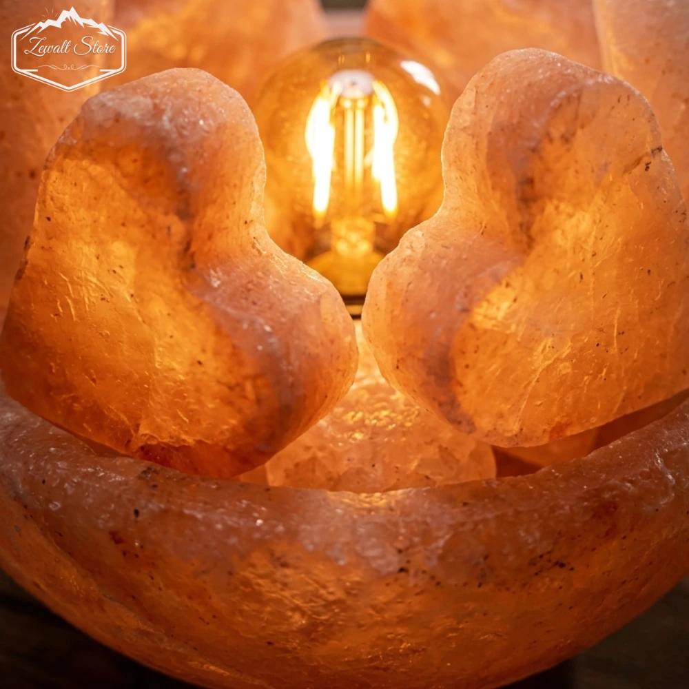 Bowl Shaped Himalayan Pink Salt Lamp with Heart – 220V Natural Crystal Lamp (2–3 KG) - Image 3