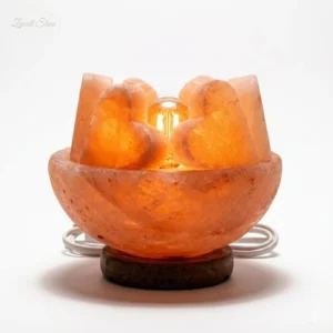Bowl Shaped Himalayan Pink Salt Lamp with Heart – 220V Natural Crystal Lamp (2–3 KG)