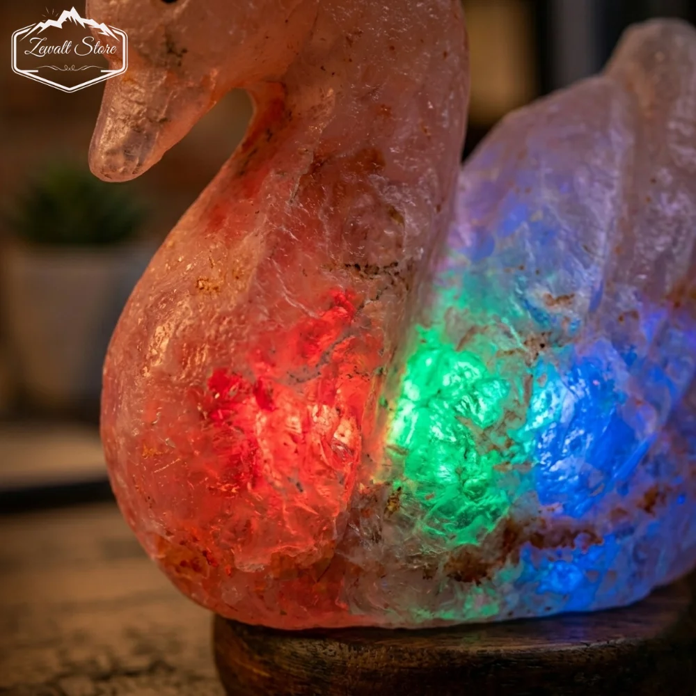 Duck Shaped USB Himalayan Pink Salt Lamp – Approx. 1 KG | RGB Crystal Night Lamp - Image 3