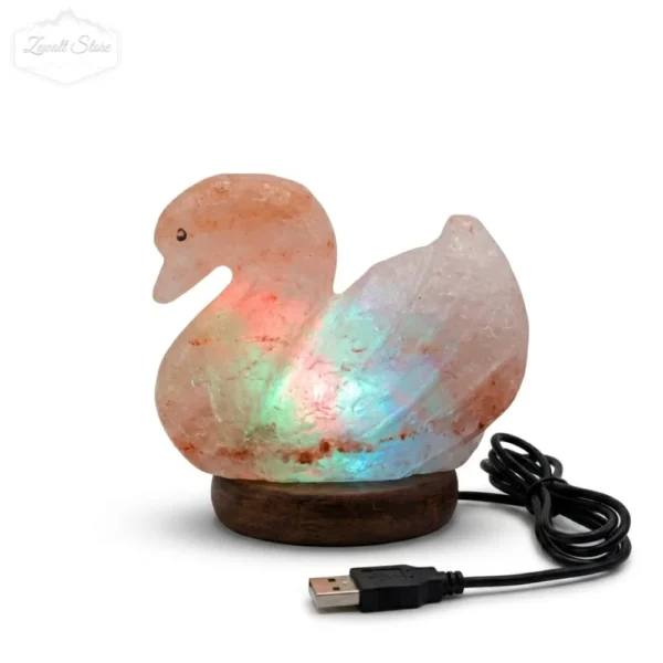 Duck Shaped USB Himalayan Pink Salt Lamp – Approx. 1 KG | RGB Crystal Night Lamp