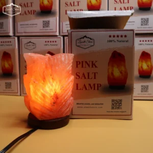 Double Leaf Shaped Himalayan Pink Salt Lamp – 220V, 1–2 KG